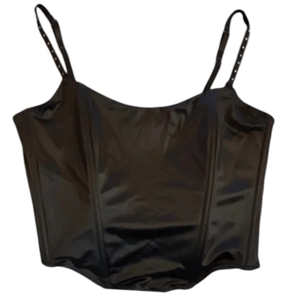 STEVE MADDEN Rhinestone Glam Corset BLACK Silky Soft SZ 36C - Picture 1 of 9